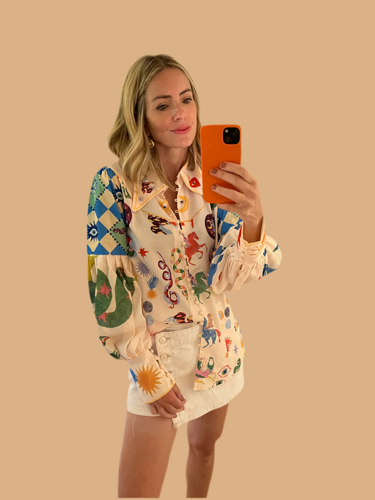 Rafaela Ballon Sleeve Button Shirt