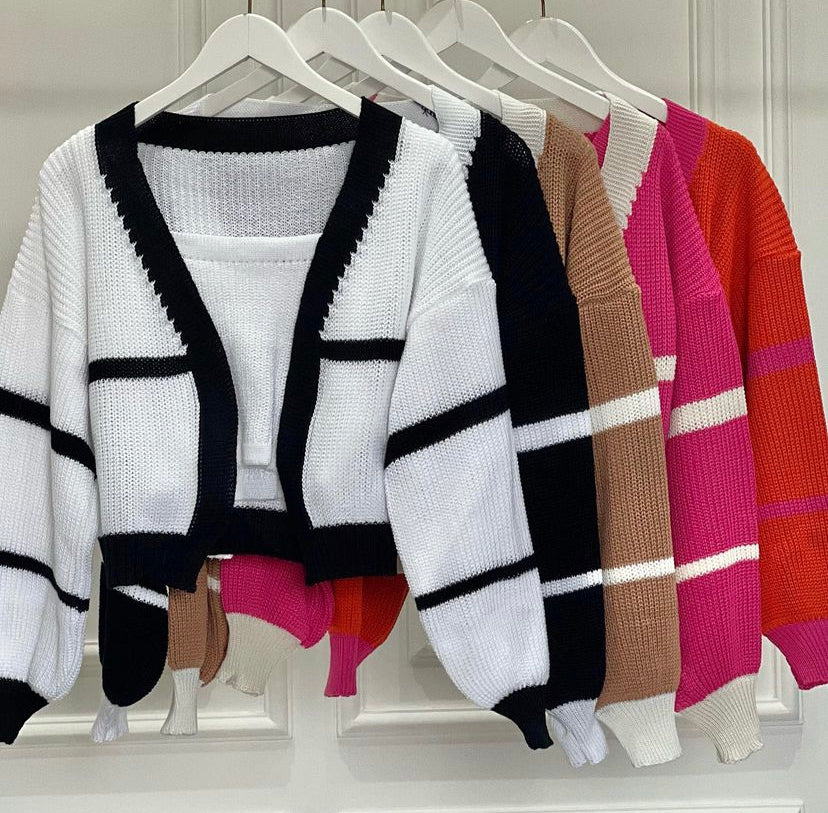 Gabriela Two Tone Knit Top and Cardigan