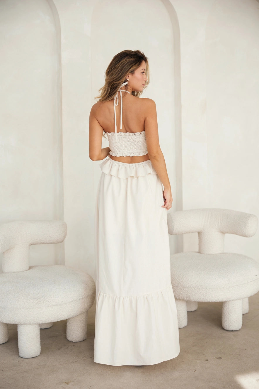 Cut-out Ruffled Maxi Dress