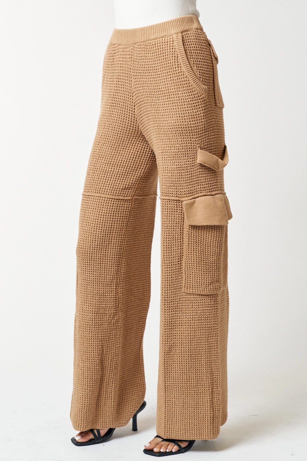 Sweater Wide Leg Long Pants with Pocket Detail